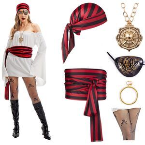 7863 Pirate Costumes Adult -[6 In 1] Costume Set For Ladies